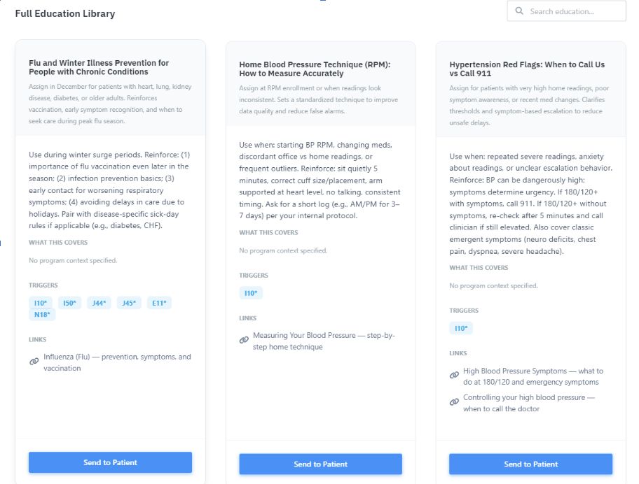 Patient Education Library Interface